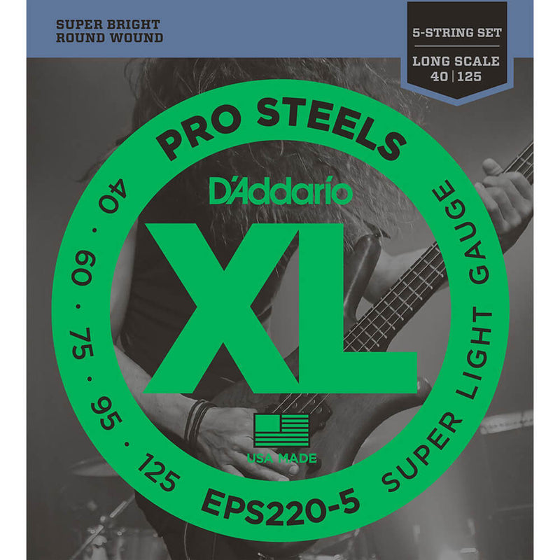 Daddario Bass Guitar Strings: Pro Steels EPS220-5