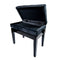 FERMATA - Adjustable Piano Stool with Book Storage Black Velvet Button Top Polished Ebony