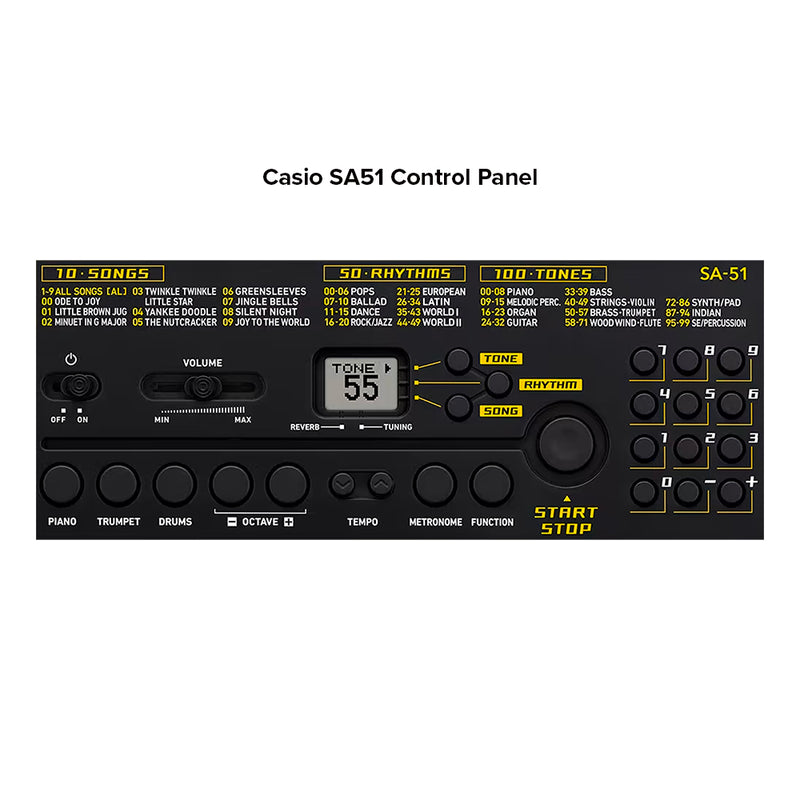 Control Panel for the Casio SA51 Mini Portable Keyboard 