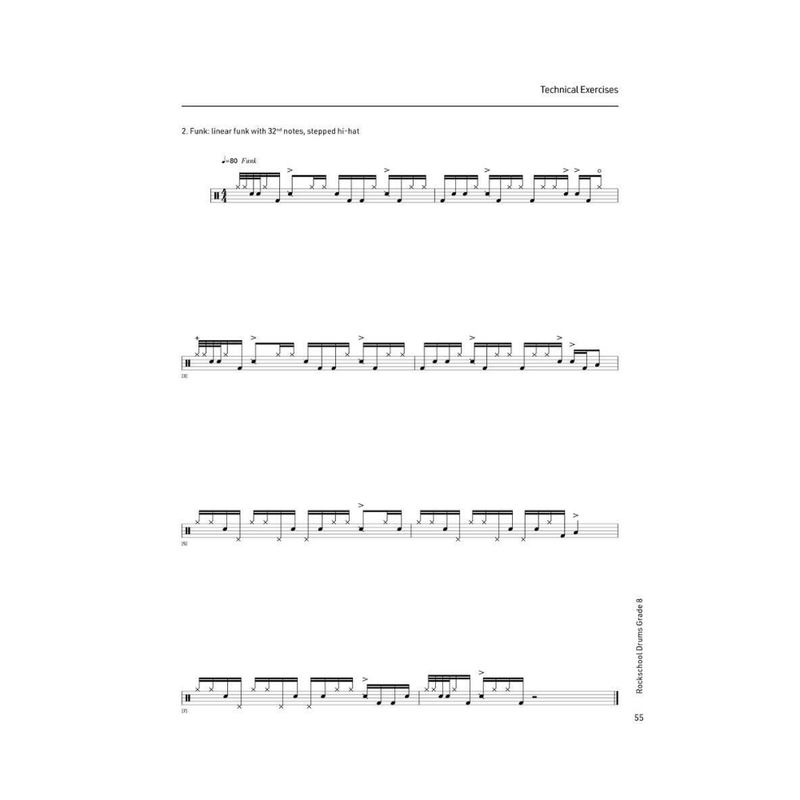 RSL Rockschool Drums - Grade 8 (2024) Exam Book Technical Exercises Example