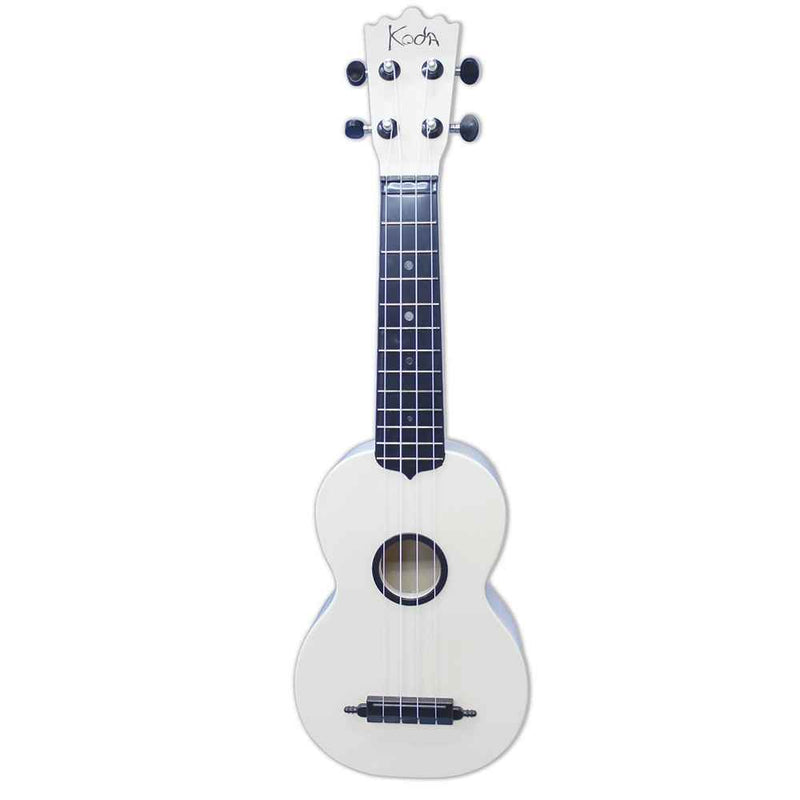 Koda Soprano Polycarbonate Ukulele White with black Trim front