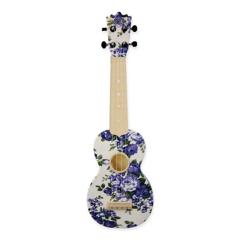 Koda Soprano Polycarbonate Ukulele Blue Roses Front