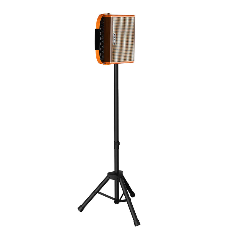 Aroma 15W Acoustic Guitar Amplifier Mounted on Speaker Stand