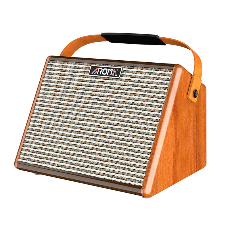 Aroma 15W Acoustic Guitar Amplifier with Wood Finish and Carry Handle 