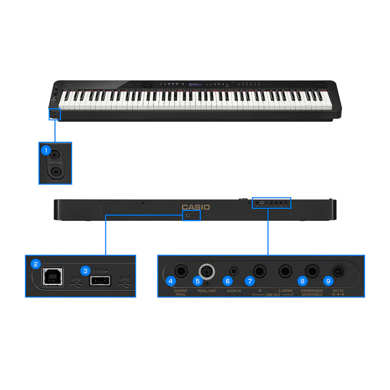 Casio PX S3100 88 Note Keyboard Piano Ports