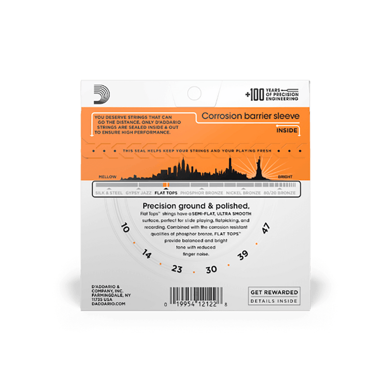 D'Addario Flat Top  Extra Light (10-47) EFT15