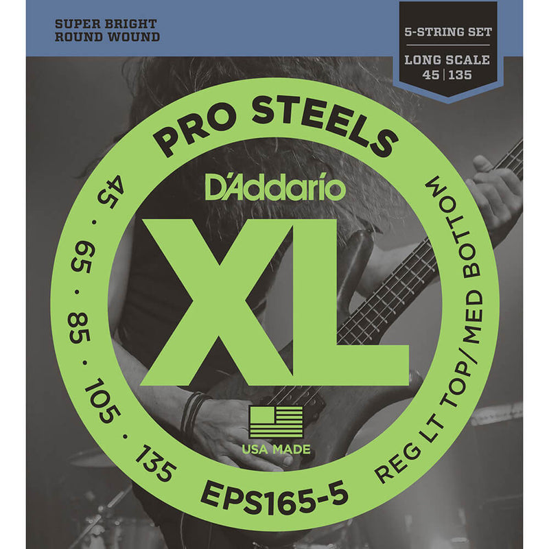 Daddario Bass Guitar Strings: Pro Steels EPS165-5