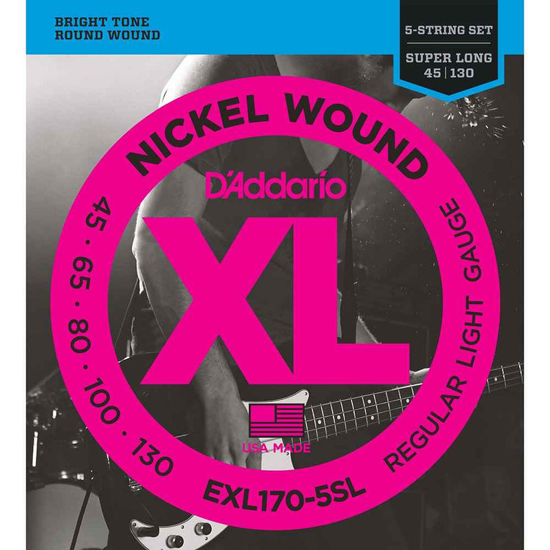 Daddario EXL170-5SL (45-130) Bass Strings Front