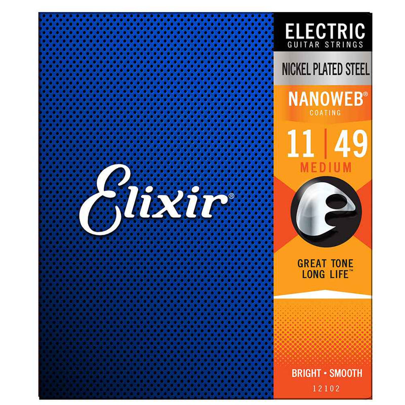 Elixir Nanoweb Electric Guitar Strings Medium 11 - 49 12102