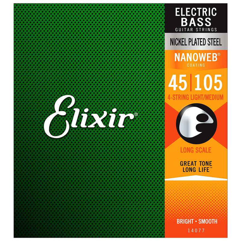 Elixir Nanoweb Nickle Plated Bass Strings 4 String Light / Medium 45 - 105 14077
