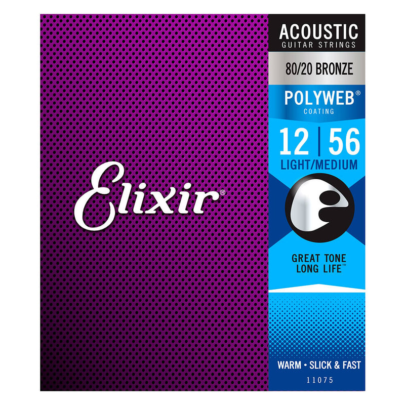 Elixir Polyweb Acoustic Guitar Strings Gauge  12 - 56 ELIX11075