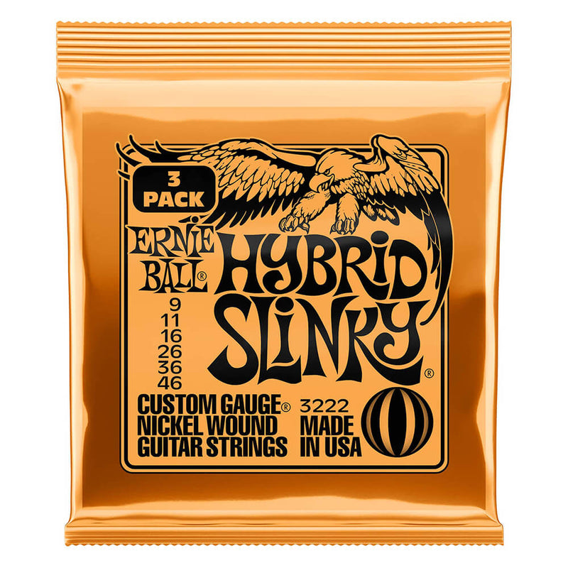 Ernie Ball Hybrid Slinky Electric Guitar Strings 9 - 46 3 Pack EB3222