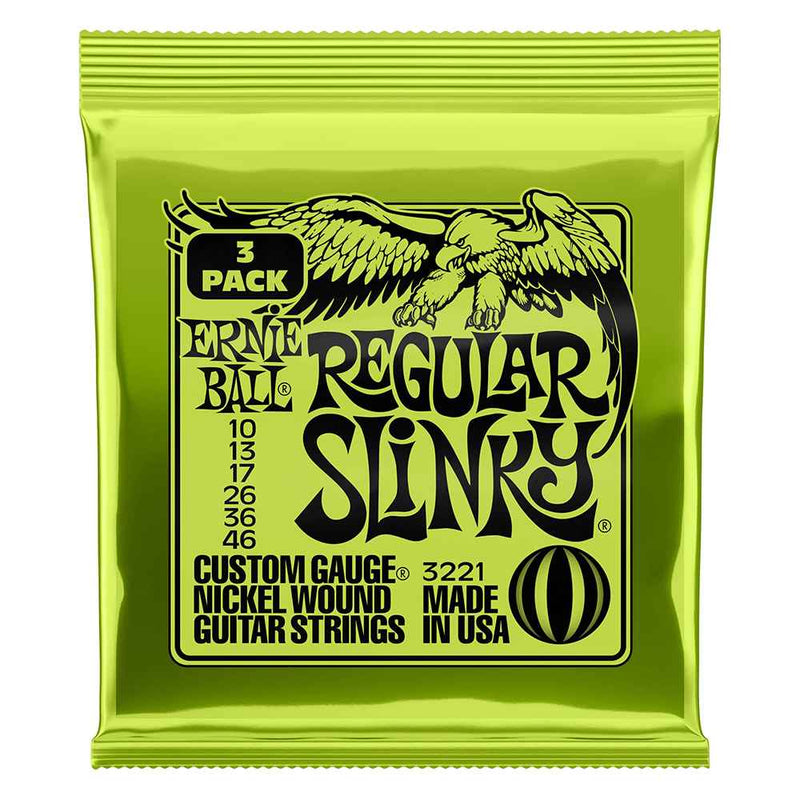 Ernie Ball Regular Slinky Electric Guitar Strings 10 - 46 3 Pack EB3221