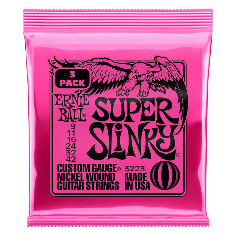 Ernie Ball Super Slinky Electric Guitar Strings 9 - 42 3 Pack EB3223