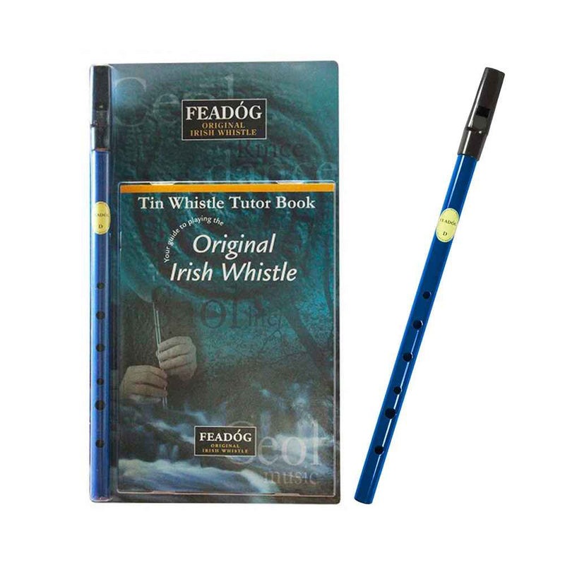 Feadog D Tin Whistle Double Pack | Blue Whistle and Tutor Book