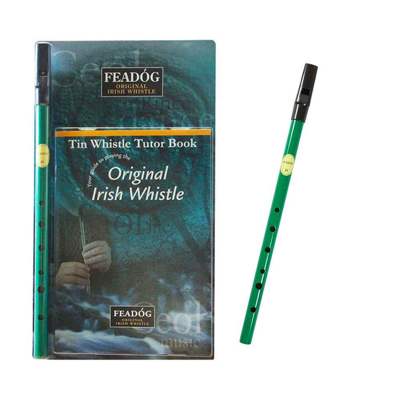 Feadog D Tin Whistle Double Pack | Green Whistle and Tutor Book