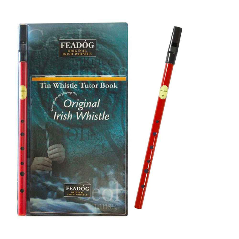 Feadog D Tin Whistle Double Pack | Red Whistle and Tutor Book