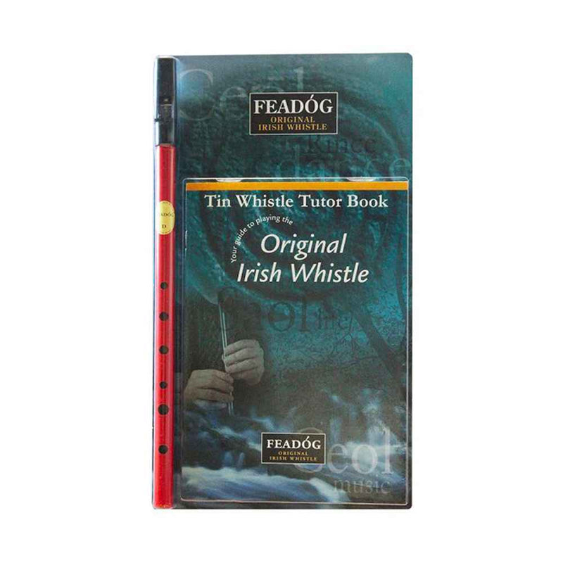 Feadog D Tin Whistle Double Pack | Red Whistle and Tutor Book