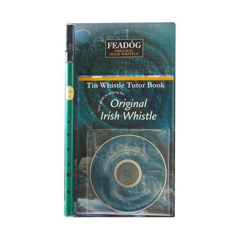 Feadog D Tin Whistle Triple Pack | Green Whistle, Tutor Book and CD