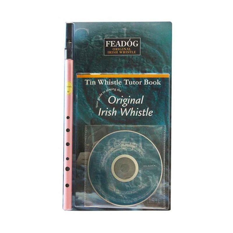 Feadog D Tin Whistle Triple Pack | Pink Whistle, Tutor Book and CD