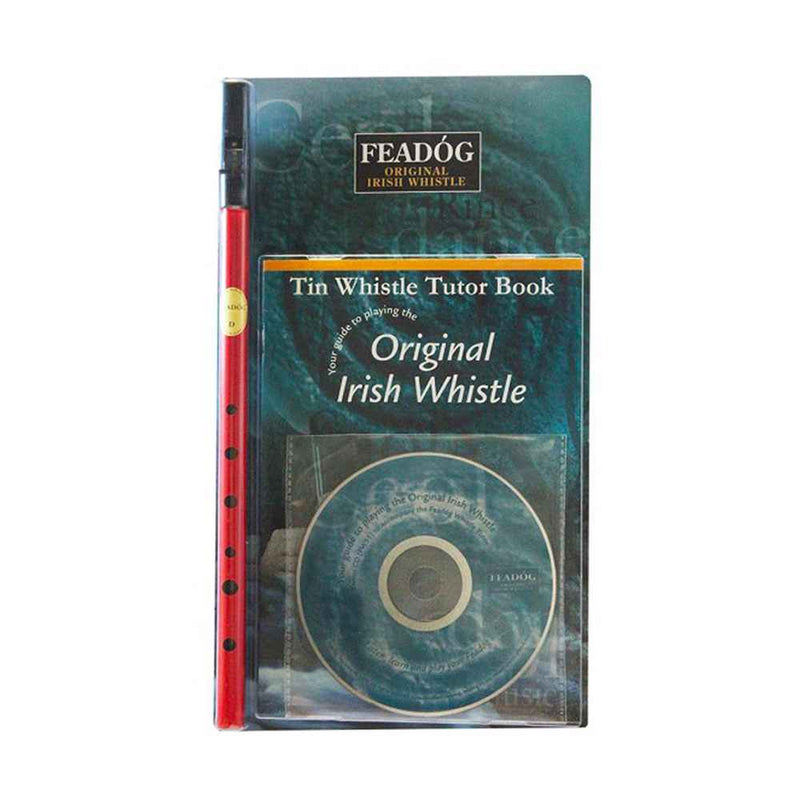 Feadog D Tin Whistle Triple Pack | Red Whistle, Tutor Book and CD