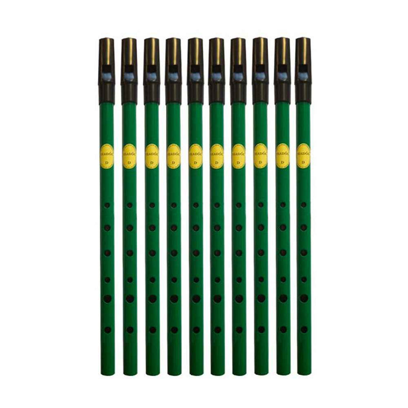 Feadog D Tin Whistle 10 Pack | Green D Tin Whistle