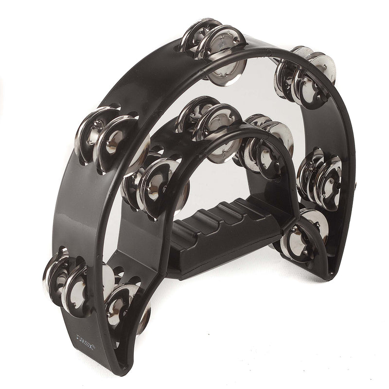 Koda 10" 2 Row Half Moon Tambourine Black with Nickle Jingles
