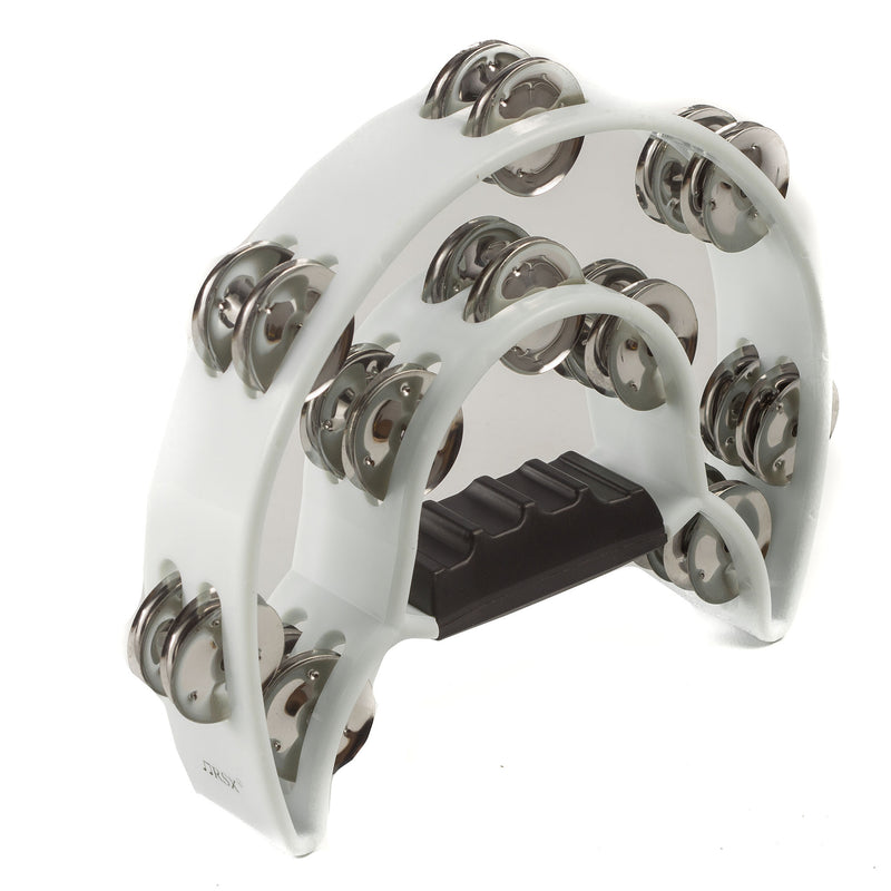 Koda 10" 2 Row Half Moon Tambourine White with Nickle Jingles
