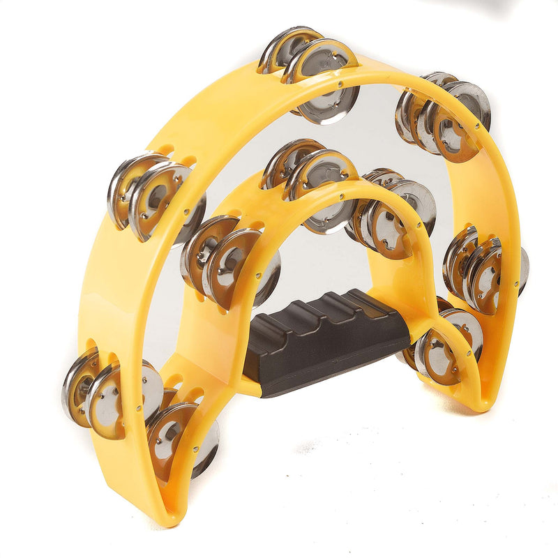Koda 10" 2 Row Half Moon Tambourine Yellow with Nickle Jingles