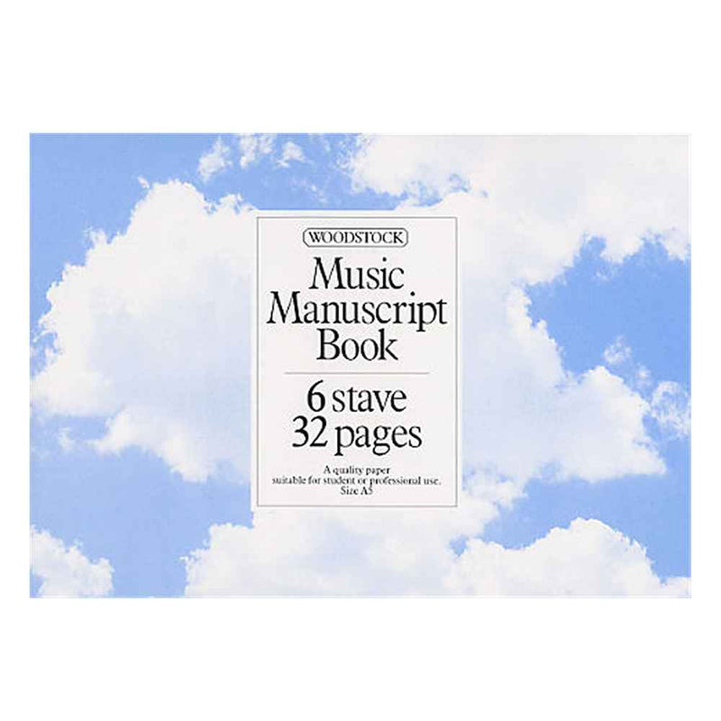Woodstock Music Manuscript, A5 Size 6 Stave 32 Page