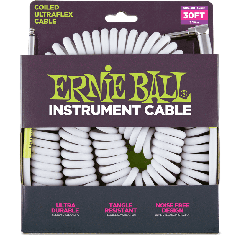 Ernie Ball 30FT Coiled Instrument Cable (Angle)