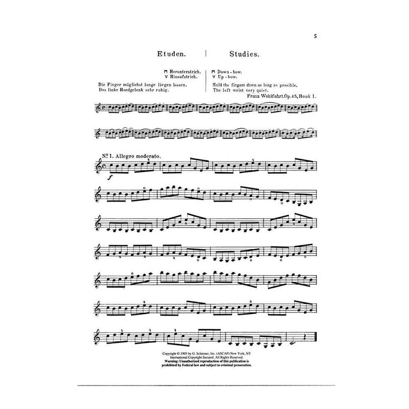 Wohlfahrt Op.45 Sixty Complete Studies for Violin Sample 1