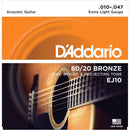 D'Addario EJ10 80/20 Bronze Acoustic Strings 10-46
