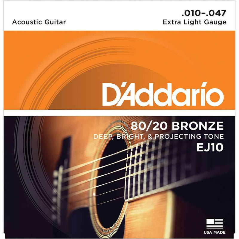 D'Addario EJ10 80/20 Bronze Acoustic Strings 10-46