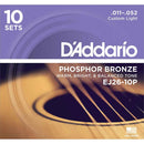 D'Addario EJ26 Phosphor Bronze Acoustic Guitar Strings – Custom Light (11-52)