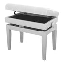 Steinhoven Piano Stool Symphony, Polished White Adjustable W/Storage