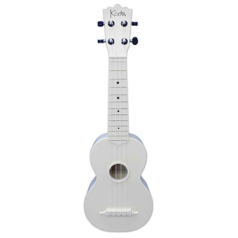 Koda Soprano Polycarbonate Ukulele White with white trim front